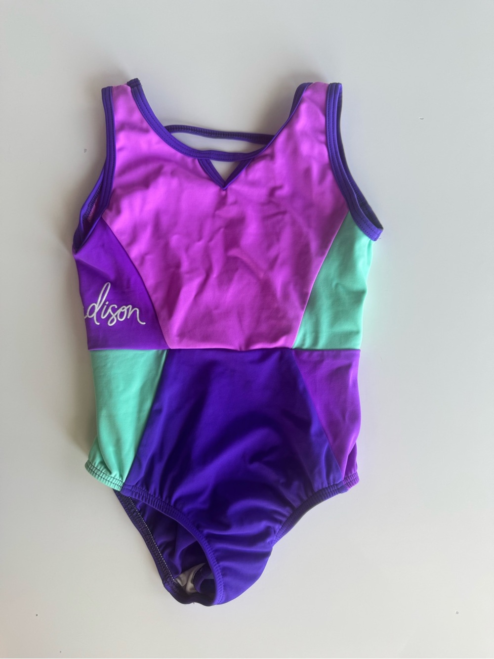 Girls' Colorblock Gymnastics Leotard – Purple & Mint